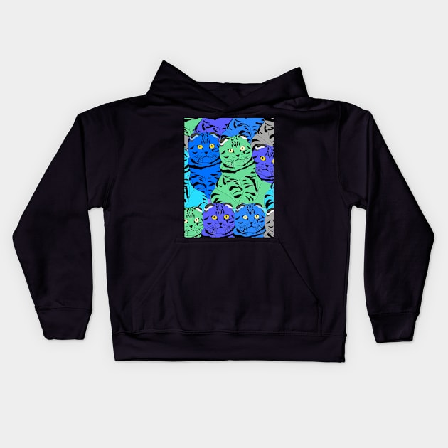 Cat ornamental pattern with purple color Kids Hoodie by nasib